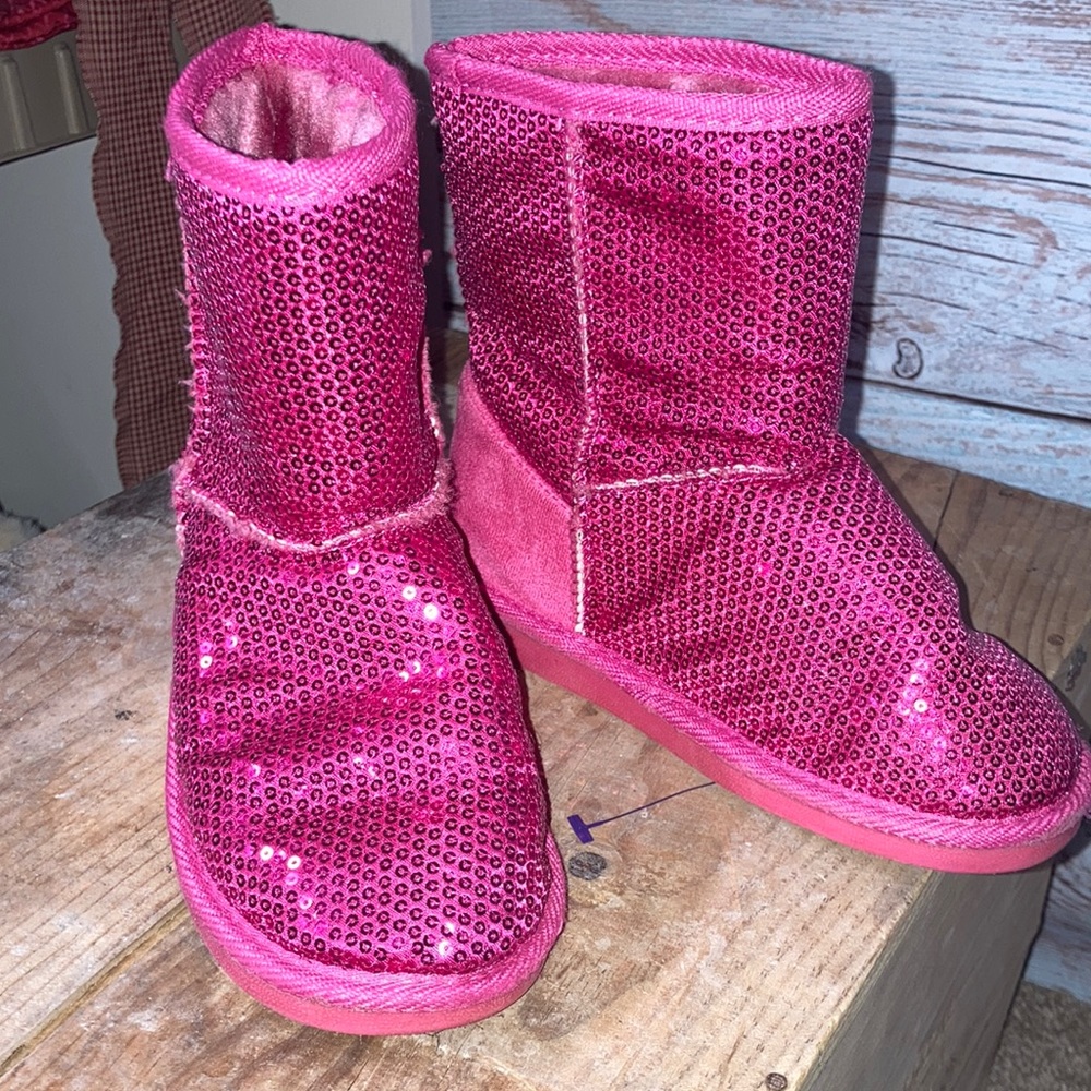 Girls Pink Sequin Boot